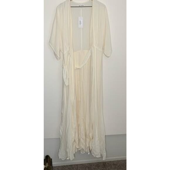 Reformation Winslow Dress White Ivory Maxi Wrap Kimono Wedding Womens New Large - Picture 2 of 14